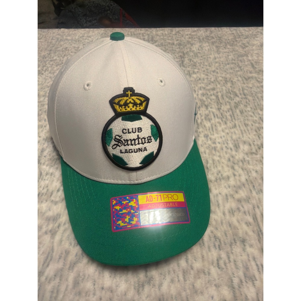 Club Santos Laguna Soccer Baseball‎ Cap White Green Adjustable Fi Collection NWT